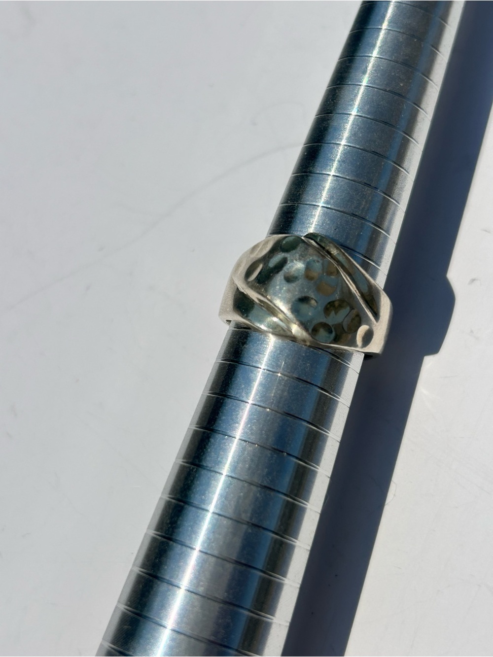 Sterling Silver Sculpted Dome Ring - Polished Silveri